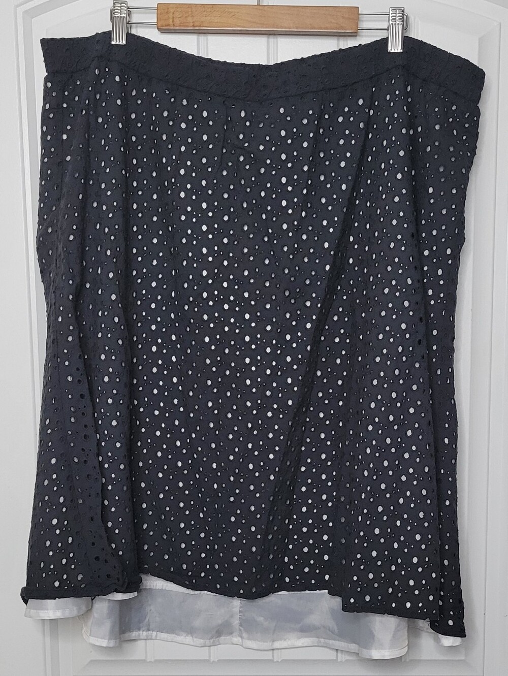 Catherines Black Eyelet Midi Skirt with White Lining